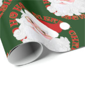 Santa Face Circles Green-Gift Wrapping Paper Cadeaupapier (Rol Hoek)