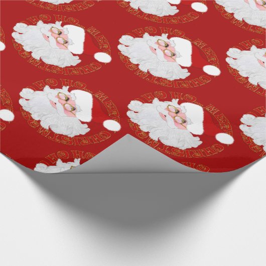 Santa Face Circles Red-Gift Wrapping Paper Cadeaupapier (Hoek)