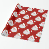 Santa Face Circles Red-Gift Wrapping Paper Cadeaupapier (Uitgerold)