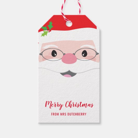 SANTA FACE hipster feestelijke kerst modern cadeau Cadeaulabel (Voorkant)