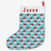 Santa Face Kinder Persoonlijke naam Grote Kerstsok (Achterkant)