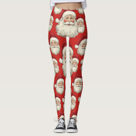 Santa Face Red Leggings