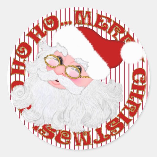 Santa Face, Red Stripe ROUND-KERST STICKERS (Voorkant)