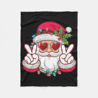 Santa Face Retro Sungles Christmas Xmas Men Women  Fleece Deken