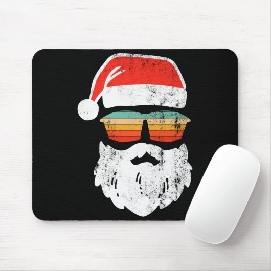 Santa Face Retro Sungles Christmas Xmas Muismat (Met muis)