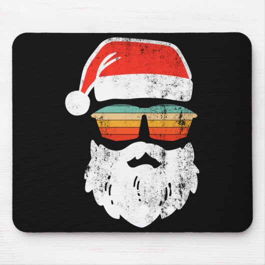 Santa Face Retro Sungles Christmas Xmas Muismat (Voorkant)