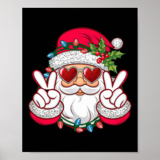 Santa Face Retro Sungles Christmas Xmas  Poster