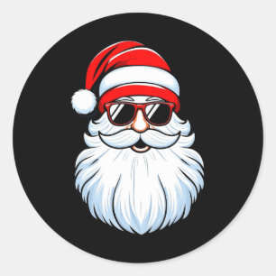 Santa Face Retro Zonnebril Familie Kerst Mannen W Ronde Sticker