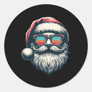 Santa Face Retro Zonnebril Kerst Xmas Mannen Vrouw Ronde Sticker