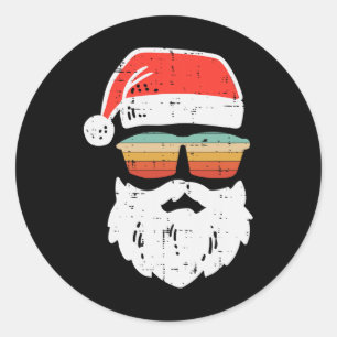 Santa Face Retro Zonnebril Kerst Xmas Mannen Vrouw Ronde Sticker