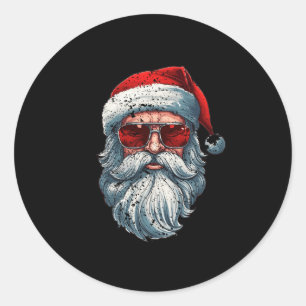 Santa Face Retro Zonnebril Kerst Xmas Mannen Vrouw Ronde Sticker