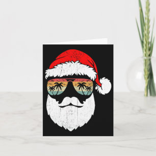 Santa Face Retro Zonnebrillen Hawaiian Christmas T Kaart