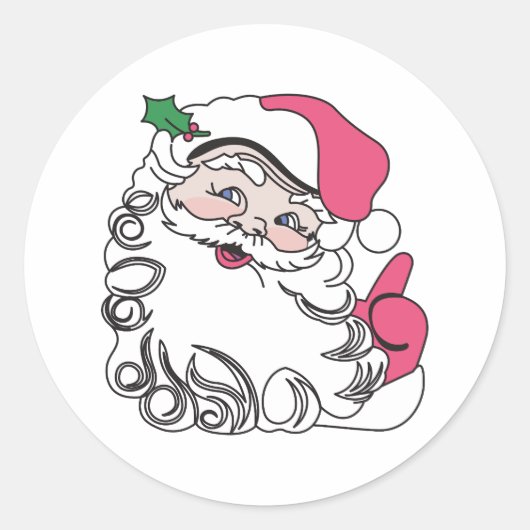 Santa Face Ronde Sticker (Voorkant)
