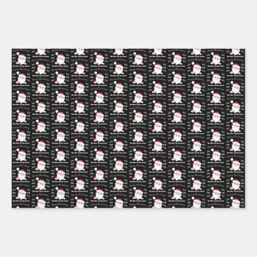 Santa Face Vrolijk Kerstfeest Ho Ho Custom Inpakpapier Vel (Voorkant)