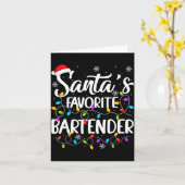 Santa Favorite Bartender Christmas Lights Funny Xm Kaart (Gele Bloem)