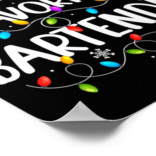 Santa Favorite Bartender Christmas Lights Funny Xm Poster (Hoek)