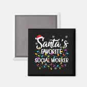 Santa Favorite Social Worker Christmas Lights Fami Magneet (Voorkant / Achterkant)