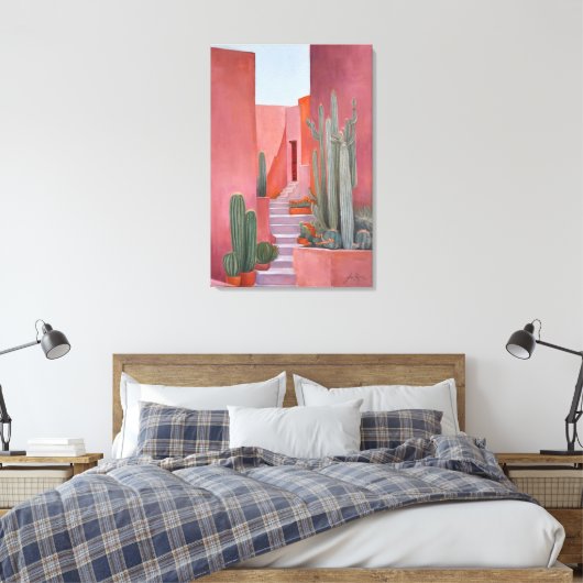 Santa Fe Cacti Boho Poster Canvas Afdruk (Insitu (Slaapkamer))