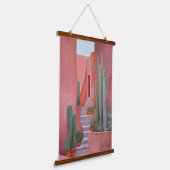 Santa Fe Cacti Boho Wood Topped Wall Tapestry Hangend Wandkleed (Gebogen)