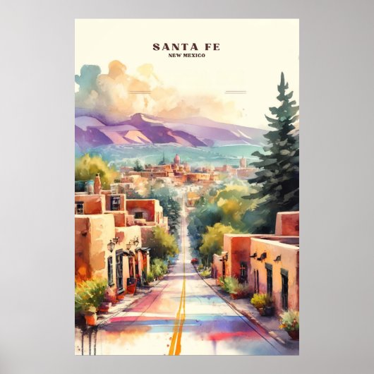 Santa fe Canyon Road Waterverf Poster (Voorkant)