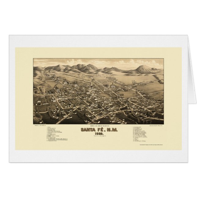 Santa Fe, carte panoramique de nanomètre - 1882 (Devant horizontal)