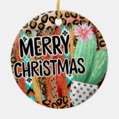 Santa Fe Merry kerstmis en Cactus Keramisch Ornament (Achterkant)