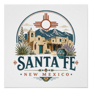 Santa Fe New Mexico Adobe-architectuur Zuidwesten Perfect Poster