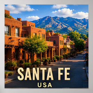 Santa Fe New Mexico Adobe Berg Reis Cadeau Poster