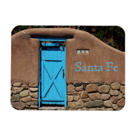 Santa Fe New Mexico Adobe en Blue Deuren Magnet Magneet