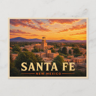 Santa Fe New Mexico Reisillustratie uit het verled Briefkaart