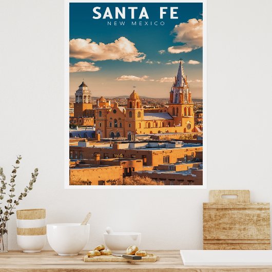 Santa Fe New Mexico Retro Reis Poster (Keuken)
