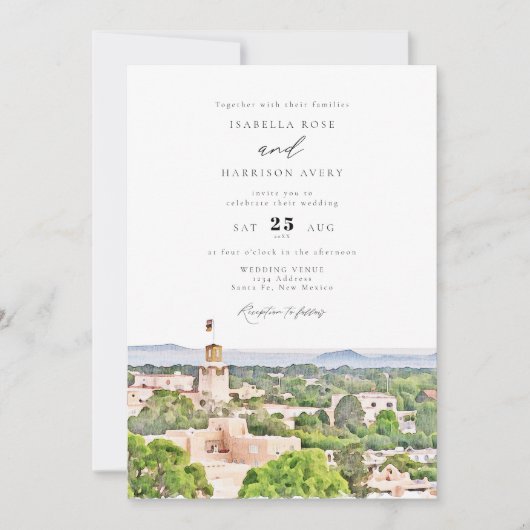 SANTA FE New Mexico Skyline Destination Wedding Kaart (Voorkant)