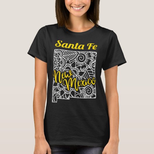 Santa Fe Nm - New Mexico City With Mandala T-shirt (Voorkant)