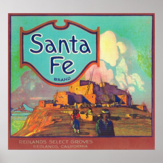 Santa Fe Oranje LabelRedlands, CA Poster (Voorkant)
