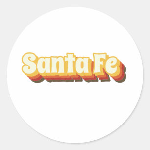 Santa Fe Retro tekst Ronde Sticker