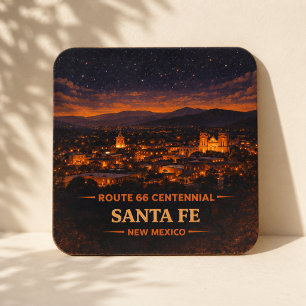 Santa Fe Route 66 Zuidwest tafel decoratie cadeau Vierkante Kartonnen Onderzetter