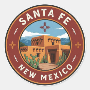 Santa Fe Skyline New Mexico Reizen Ronde Sticker