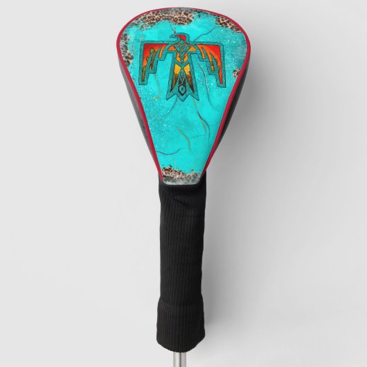 Santa Fe Thunderbird Turquoise Marble Leopard Golfheadcover (Voorkant)