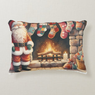 Santa Fireplace beroemd gemaakt door Christmas Sto Accent Kussen