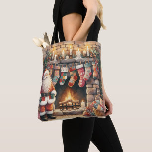 Santa Fireplace beroemd gemaakt door Christmas Sto Draagtas