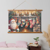 Santa Fireplace beroemd gemaakt door Christmas Sto Hangend Wandkleed (Slaapkamer)