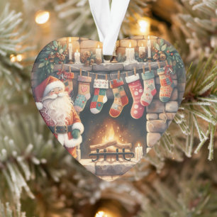 Santa Fireplace beroemd gemaakt door Christmas Sto Ornament