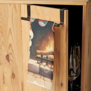 Santa Fireplace beroemd gemaakt door Christmas Sto Theedoek