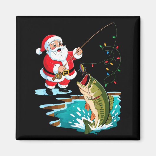 Santa Fishing Lure B Fish Christmas Pajamas Boy To Magneet (Voorkant)