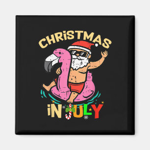 Santa Flamingo Floatie Funny Kerstmis in juli sum Magneet