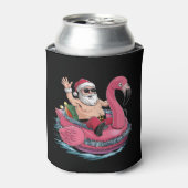 Santa Flamingo Floatie Kerstmis in juli Zomer Blikjeskoeler (Blikje Voorkant)