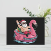 Santa Flamingo Floatie Kerstmis in juli Zomer Kaart (Staand voorkant)
