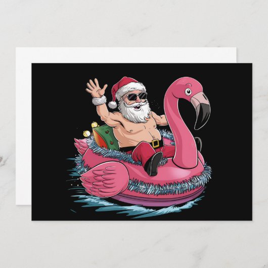 Santa Flamingo Floatie Kerstmis in juli Zomer Kaart (Voorkant / Achterkant)