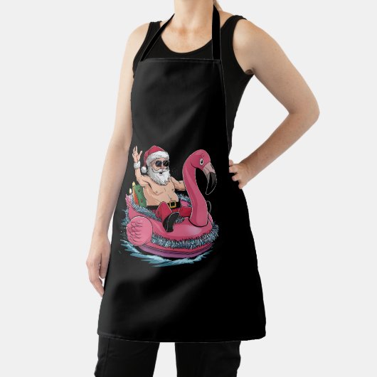 Santa Flamingo Floatie Kerstmis in juli Zomer Schort (Insitu)