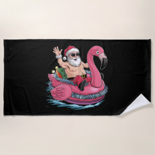 Santa Flamingo Floatie Kerstmis in juli Zomer Strandlaken